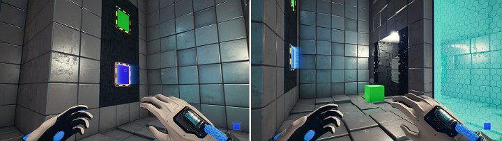 Activate the blue cube on the wall panel and pull the green cube out of the wall - QUBE 2 - Chapter 3 - House of Leaves - Walkthrough - Q.U.B.E. 2 Game Guide