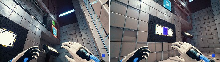 Activate the crane, so that it moves to the left side and activate the blue cube on the middle wall panel - QUBE 2 - Chapter 3 - House of Leaves - Walkthrough - Q.U.B.E. 2 Game Guide