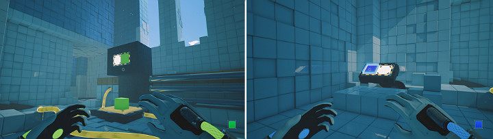 Create a green cube and pull it out, activating the second button - QUBE 2 - Chapter 5 - Tangled (The Machine) - Walkthrough - Q.U.B.E. 2 Game Guide