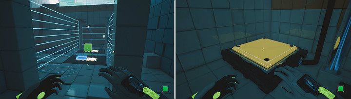 Once in the next room, create a green cube on the rear panel and a blue cube on the front panel - QUBE 2 - Chapter 5 - Tangled (The Machine) - Walkthrough - Q.U.B.E. 2 Game Guide