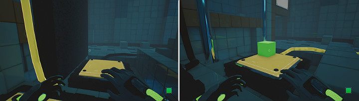 Once the crane reaches the bottom, step on the second button - QUBE 2 - Chapter 5 - Tangled (The Machine) - Walkthrough - Q.U.B.E. 2 Game Guide