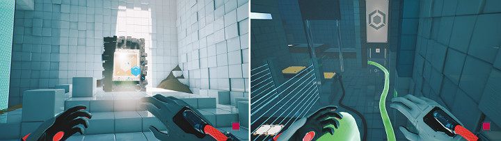 Activate another computer and jump down to get back to the room with the reactor - QUBE 2 - Chapter 5 - Tangled (The Machine) - Walkthrough - Q.U.B.E. 2 Game Guide