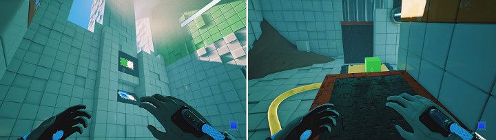 Activate a green cube on the upper panel and a blue cube on the lower one - QUBE 2 - Chapter 6 - Fragile Dreams - Walkthrough - Q.U.B.E. 2 Game Guide
