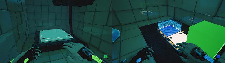 Stand on the large button to activate the stairs mechanism that will lead you to the computer - QUBE 2 - Chapter 6 - Fragile Dreams - Walkthrough - Q.U.B.E. 2 Game Guide