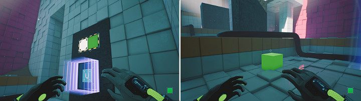Create a green cube on the upper panel - QUBE 2 - Chapter 7 - The Edge - Walkthrough - Q.U.B.E. 2 Game Guide