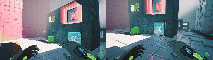 Create a green cube on the panel on the left and then move the crane to the left - QUBE 2 - Chapter 7 - The Edge - Walkthrough - Q.U.B.E. 2 Game Guide