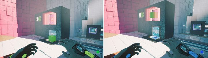 When the green cube is under a red magnet, create a blue cube underneath it - QUBE 2 - Chapter 7 - The Edge - Walkthrough - Q.U.B.E. 2 Game Guide