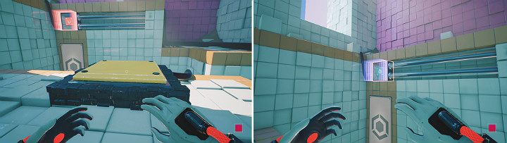 Stand on the large button and change the magnet pole to blue - QUBE 2 - Chapter 7 - The Edge - Walkthrough - Q.U.B.E. 2 Game Guide