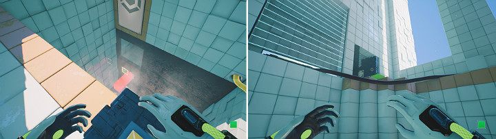 Create and extend a green cube next to the orange cube - QUBE 2 - Chapter 7 - The Edge - Walkthrough - Q.U.B.E. 2 Game Guide