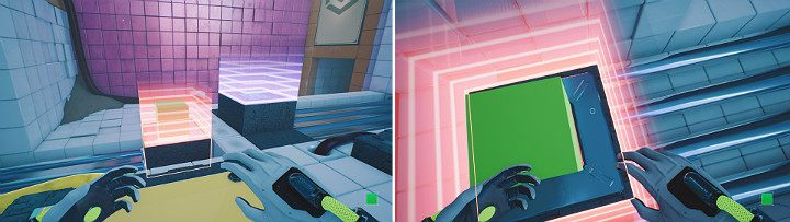 When the second magnet captures the green cube, jump on it and wait for the crane to reach the end of its journey - QUBE 2 - Chapter 7 - The Edge - Walkthrough - Q.U.B.E. 2 Game Guide