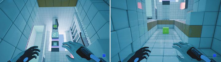 When you enter the room, set the magnet pole to blue, then create a green cube out of the top panel - QUBE 2 - Chapter 7 - The Edge - Walkthrough - Q.U.B.E. 2 Game Guide