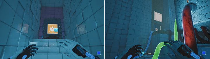 Activate your computer, return to the reactor room, and then go to the top door shown in the second image - QUBE 2 - Chapter 7 - The Edge - Walkthrough - Q.U.B.E. 2 Game Guide