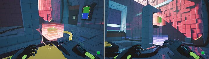 When you remove the green cube from the panel, it will be captured by the magnet - QUBE 2 - Chapter 7 - The Edge - Walkthrough - Q.U.B.E. 2 Game Guide