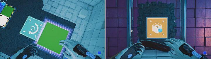 Stand on the green cube and change the magnet pole to blue, then activate your computer - QUBE 2 - Chapter 7 - The Edge - Walkthrough - Q.U.B.E. 2 Game Guide