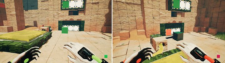 Create and release a green cube from the upper panel - QUBE 2 - Chapter 8 - The Fall of Man - Walkthrough - Q.U.B.E. 2 Game Guide