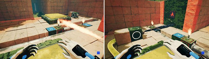 When the device catches fire activate the second crane again to return it to its initial location - QUBE 2 - Chapter 8 - The Fall of Man - Walkthrough - Q.U.B.E. 2 Game Guide