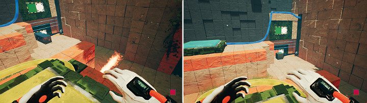 Stand on a large button found on your right to activate the flamethrower - QUBE 2 - Chapter 8 - The Fall of Man - Walkthrough - Q.U.B.E. 2 Game Guide