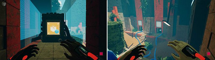 Activate the computer, then descend to the reactor area and get past the door seen on your right - QUBE 2 - Chapter 8 - The Fall of Man - Walkthrough - Q.U.B.E. 2 Game Guide