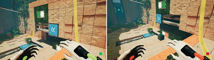 Stand on the large button and activate the mechanism so the crane comes back to its initial position - QUBE 2 - Chapter 8 - The Fall of Man - Walkthrough - Q.U.B.E. 2 Game Guide