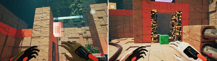 Turn around to face the magnet and change its color to blue - QUBE 2 - Chapter 8 - The Fall of Man - Walkthrough - Q.U.B.E. 2 Game Guide