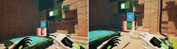 Create a green cube at the panel above and move the crane right - QUBE 2 - Chapter 8 - The Fall of Man - Walkthrough - Q.U.B.E. 2 Game Guide