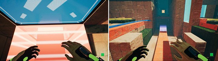 Climb onto the green cube and switch the magnets color to blue - QUBE 2 - Chapter 8 - The Fall of Man - Walkthrough - Q.U.B.E. 2 Game Guide