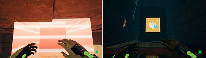 Look below and change the next magnets color to blue without leaving the green cube - QUBE 2 - Chapter 8 - The Fall of Man - Walkthrough - Q.U.B.E. 2 Game Guide