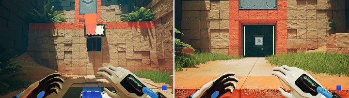 Create a blue cube on the bottom panel and an orange one on the wall panel, then jump to the platform above and continue to the next area - QUBE 2 - Chapter 9 - Memories of God - Walkthrough - Q.U.B.E. 2 Game Guide