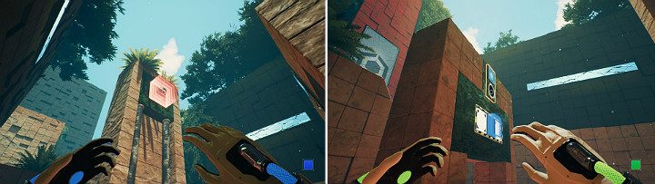 Activate the mechanism so the magnet along with the sphere, finds its way to the top, then switch the magnets color to blue - QUBE 2 - Chapter 9 - Memories of God - Walkthrough - Q.U.B.E. 2 Game Guide