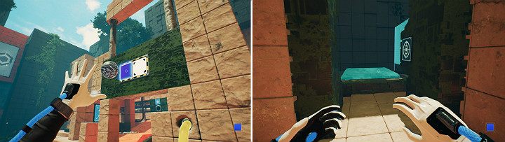 Face the cranes panel and wait for a characteristic sound that accompanies the throwing of an object in the air - QUBE 2 - Chapter 9 - Memories of God - Walkthrough - Q.U.B.E. 2 Game Guide