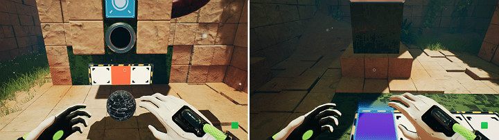 Get to the bottom and stand on the green cube then face the wall and release the orange one - QUBE 2 - Chapter 9 - Memories of God - Walkthrough - Q.U.B.E. 2 Game Guide