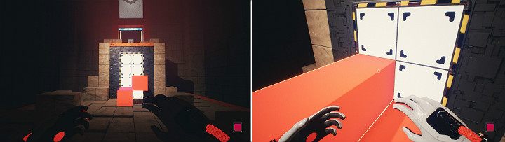 Create a set of stairs from orange cubes to gain access to the top - QUBE 2 - Chapter 10 - Uncomfortable Truths - Walkthrough - Q.U.B.E. 2 Game Guide