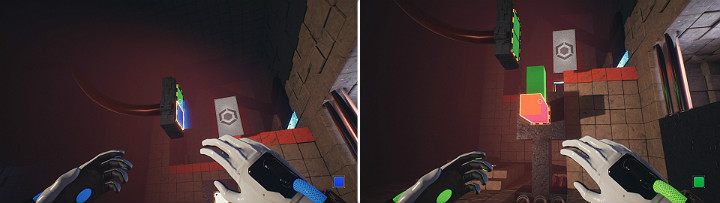 Stand on a large button and activate the crane - QUBE 2 - Chapter 10 - Uncomfortable Truths - Walkthrough - Q.U.B.E. 2 Game Guide