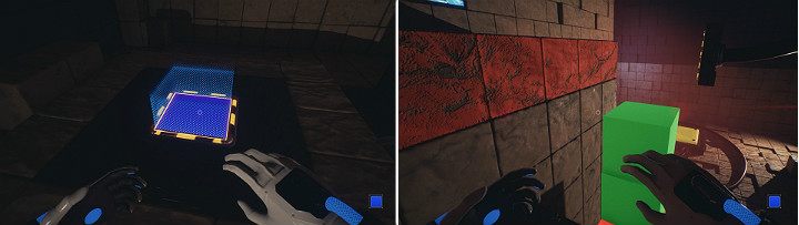 Use the bottom panel to create a blue cube and use it to climb higher - QUBE 2 - Chapter 10 - Uncomfortable Truths - Walkthrough - Q.U.B.E. 2 Game Guide