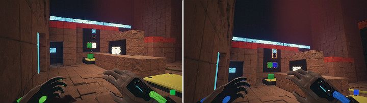 Create a green cube on the left side of the wall panel and release it to activate the mechanism - QUBE 2 - Chapter 10 - Uncomfortable Truths - Walkthrough - Q.U.B.E. 2 Game Guide