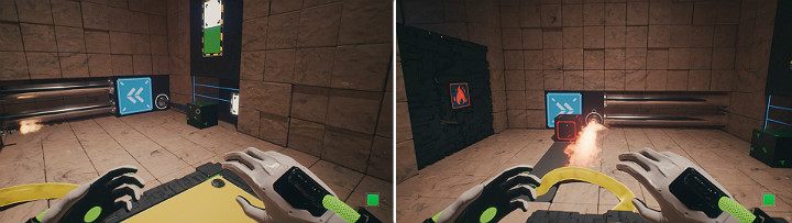 Stand on a large button, create a green cube and wait for it to be covered in oil - QUBE 2 - Chapter 10 - Uncomfortable Truths - Walkthrough - Q.U.B.E. 2 Game Guide