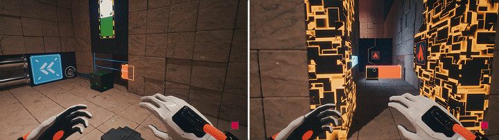 Release the orange cube to push the green cube to the corridor - QUBE 2 - Chapter 10 - Uncomfortable Truths - Walkthrough - Q.U.B.E. 2 Game Guide