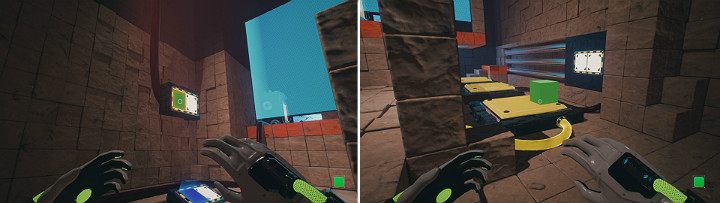 Use the upper panel to create a green cube and place a blue cube right beneath it - QUBE 2 - Chapter 10 - Uncomfortable Truths - Walkthrough - Q.U.B.E. 2 Game Guide