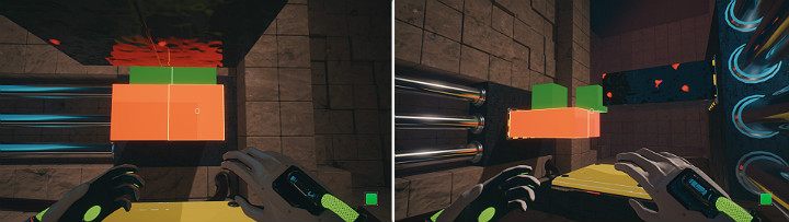 Hide the orange cube on the right side and release it again - QUBE 2 - Chapter 10 - Uncomfortable Truths - Walkthrough - Q.U.B.E. 2 Game Guide