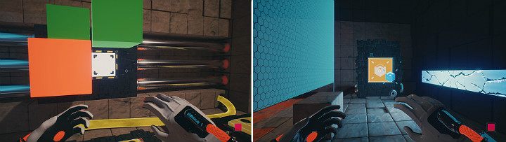 Stand on the middle button and wait for the crane to get to the other end - QUBE 2 - Chapter 10 - Uncomfortable Truths - Walkthrough - Q.U.B.E. 2 Game Guide