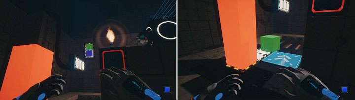 Look in the direction of the wall panel and create a green and a blue cube - QUBE 2 - Chapter 10 - Uncomfortable Truths - Walkthrough - Q.U.B.E. 2 Game Guide