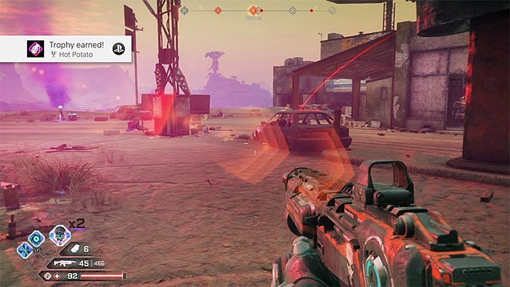 If you only have the Grenade Tennis ability, then the grenade needs to bounce before it even lands - Hot Potato | Rage 2 Trophy guide - Trophy Guide - Rage 2 Guide