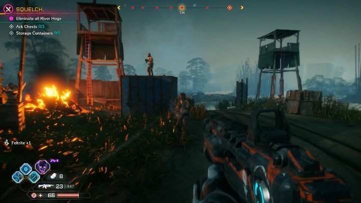 In this location you will find 1 ark chest and 5 storage containers - Bandit Dens in Sekreto Wetlands - Rage 2 - Bandit Dens - Rage 2 Guide