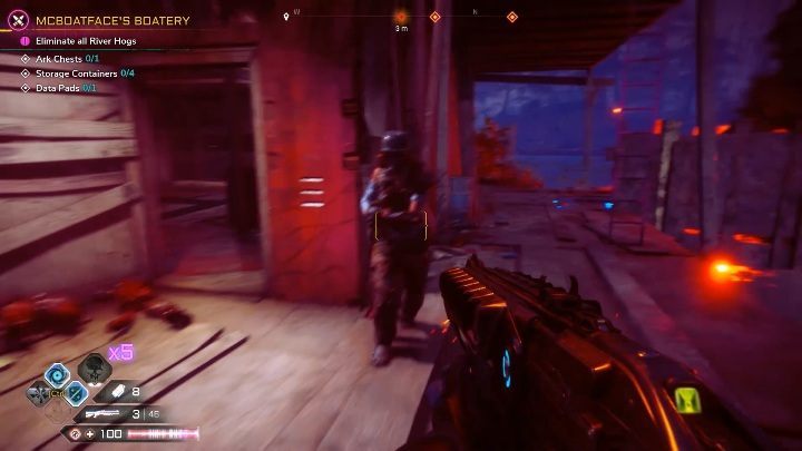 In this location you will find 1 ark chest, 1 data pad and 4 storage containers - Bandit Dens in Sekreto Wetlands - Rage 2 - Bandit Dens - Rage 2 Guide