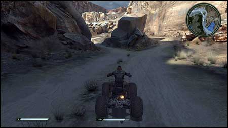 First go to the garage and sit behind the wheel of the ATV standing near - Quell the Bandit Threat - p. 1 | Main missions - Main missions - Rage Game Guide & Walkthrough