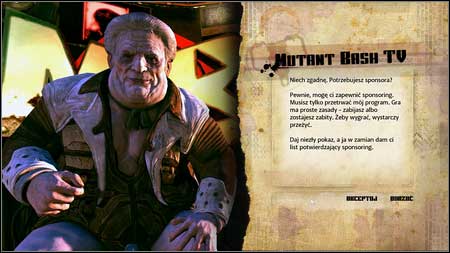 Youll meet JK Stiles, who agrees to be your sponsor if you participate in Mutant Bash TV - Dusty 8 Sponsorship/ Mutant Bash TV | Main missions - Main missions - Rage Game Guide & Walkthrough