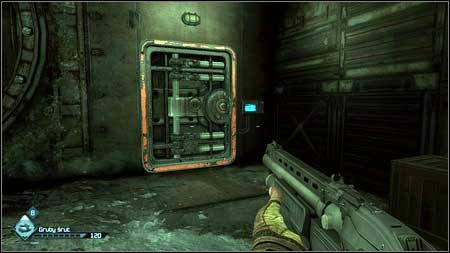 In the left side of the room you can see the door with a blue screen and the huge pipe nearby - Destroy the Bomb Caches - p. 1 | Main missions - Main missions - Rage Game Guide & Walkthrough