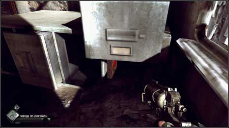 To the left you should see another cabinet and right under it (close to the wall) the second red button - Quake | Special id rooms - Special id rooms - Rage Game Guide & Walkthrough