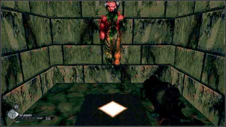 Enter the room behind the door, jumping over the boxes and stand on the platform with shining diamond - Doom | Special id rooms - Special id rooms - Rage Game Guide & Walkthrough