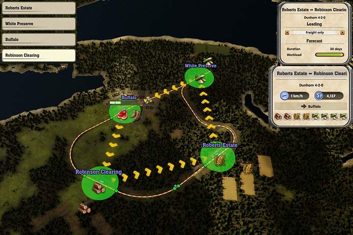 One train operates several production centers with resources. In a small town, one train depot is enough. Over time, you can add more trains since the traffic flows on a loop and is unidirectional. - Building tracks and creating lines in Railway Empire - Building tracks - Railway Empire Game Guide